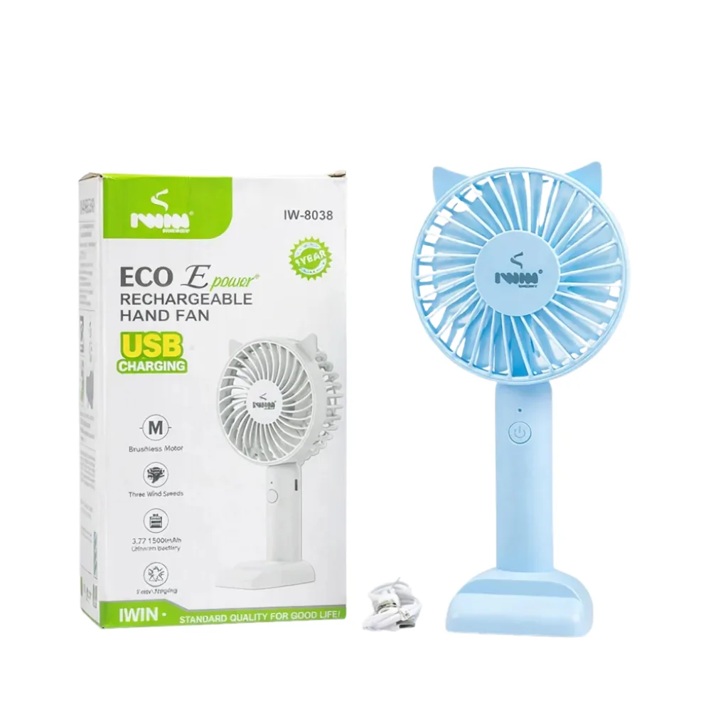 IWIN Energy IW-8038 Rechargeable Hand Fan – Portable USB Mini Fan image 2