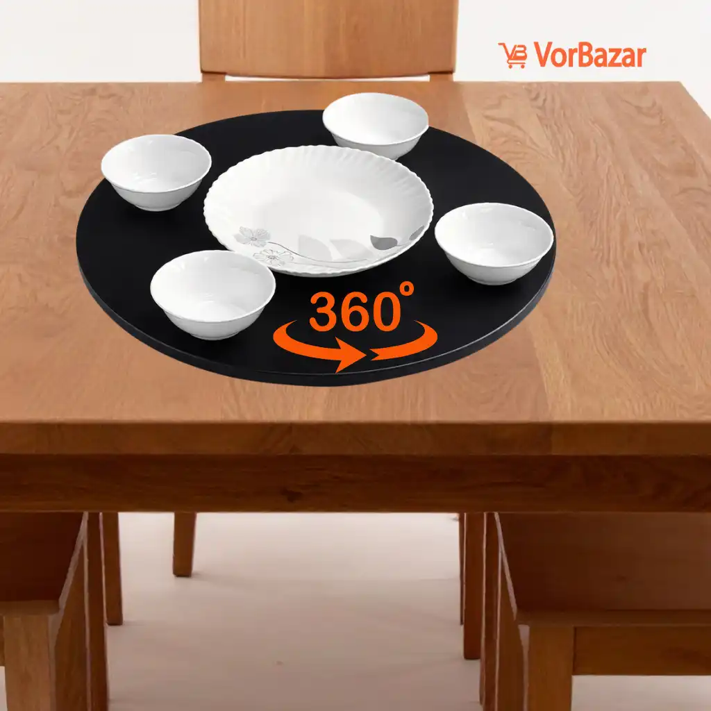 360° Wooden Rotating Serving Tray for Dining Table – Large Wood Lazy Susan Turntable